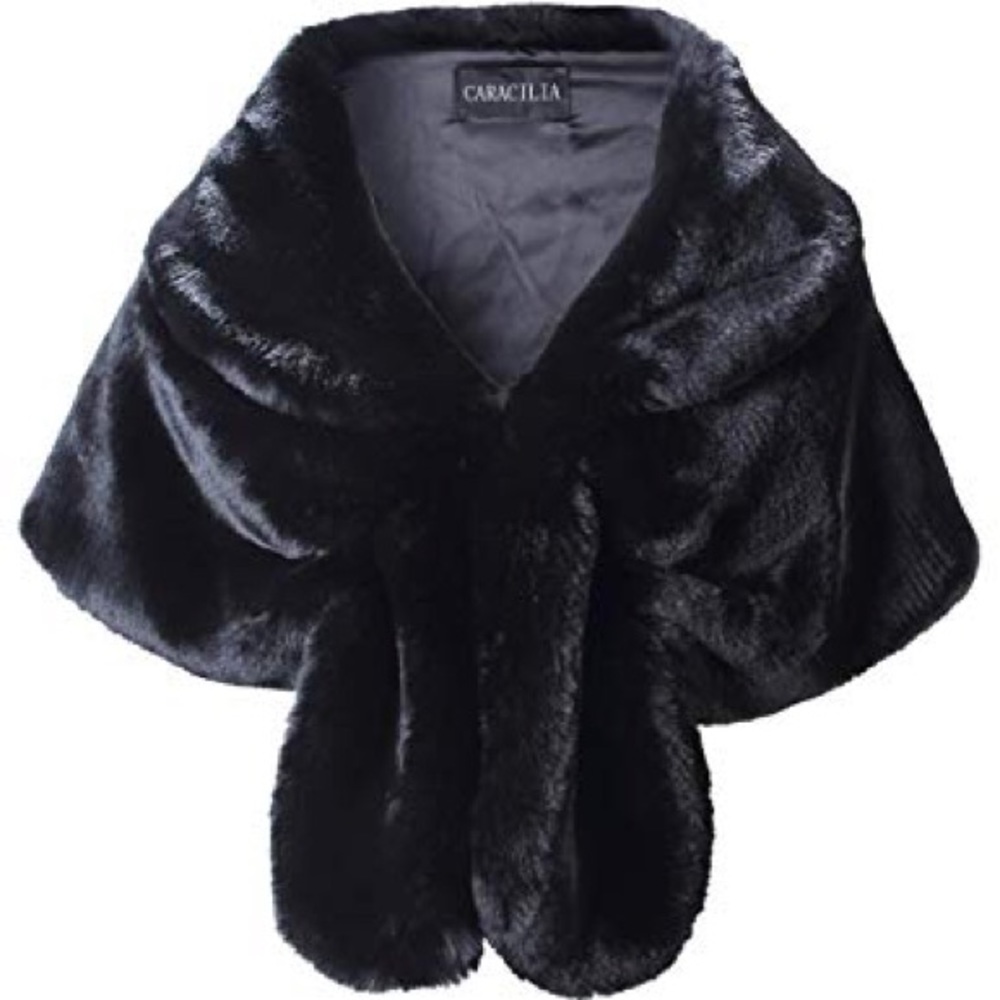 Caracilia Faux Fur Black Stole
